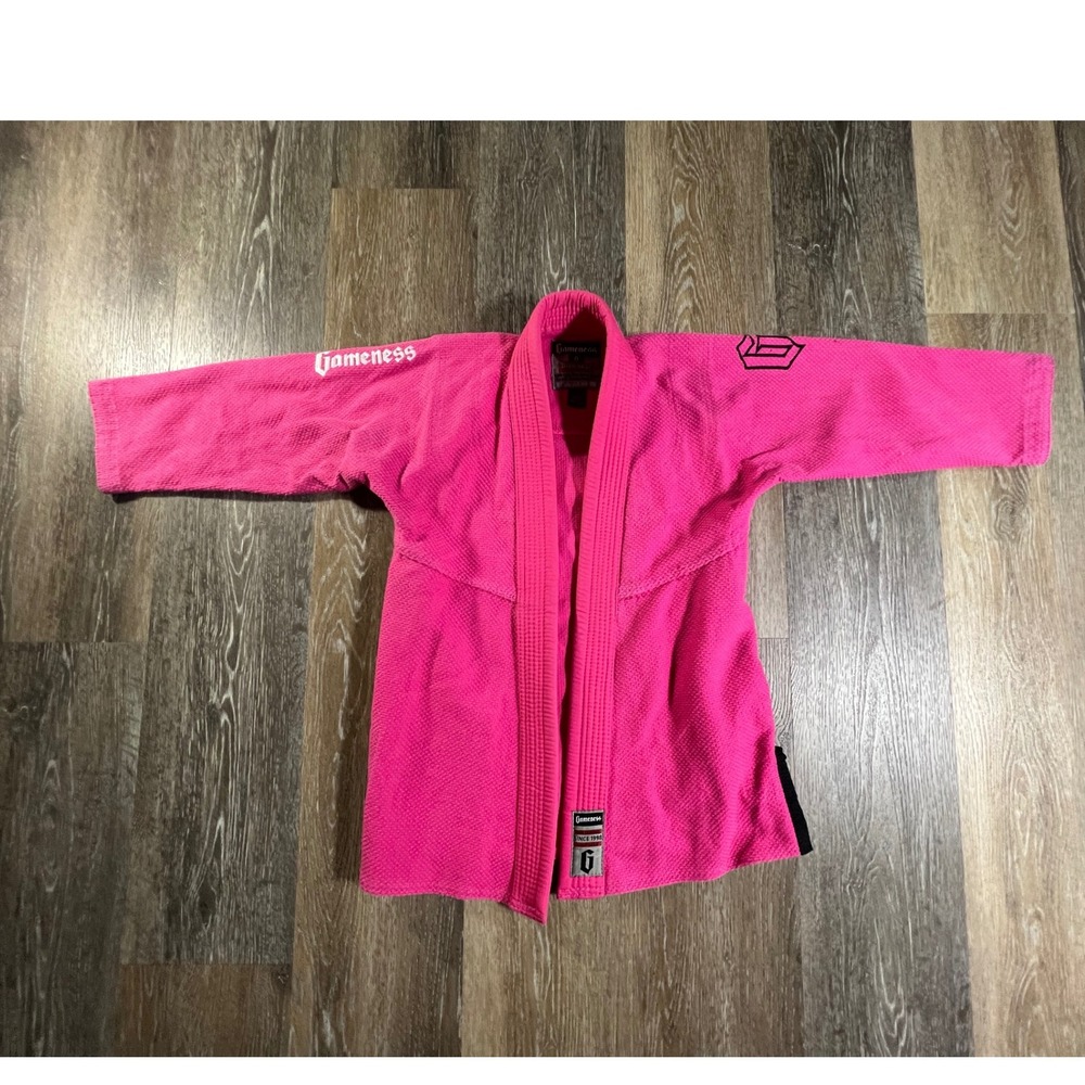 Gameness BJJ Gi Top Kimono Kids Size 0 Pink Pearl Weave Martial Arts 4158